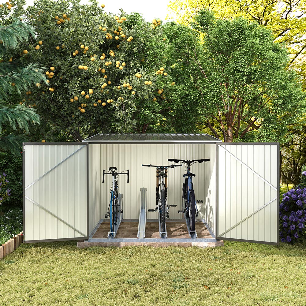 Living and Home 6.7 x 6.4ft Grey Lockable Bike Metal Storage Shed Image 8