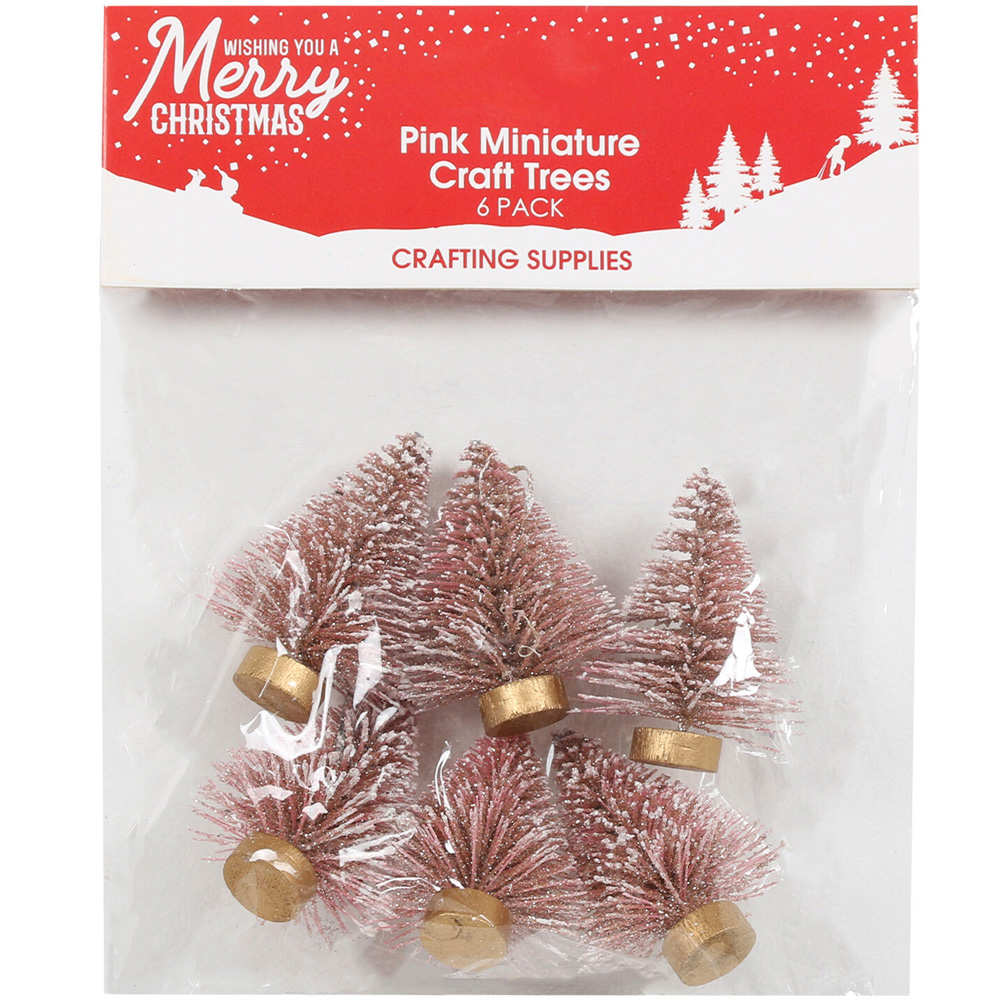 Pack of 6 Miniature Craft Trees - Pink Image