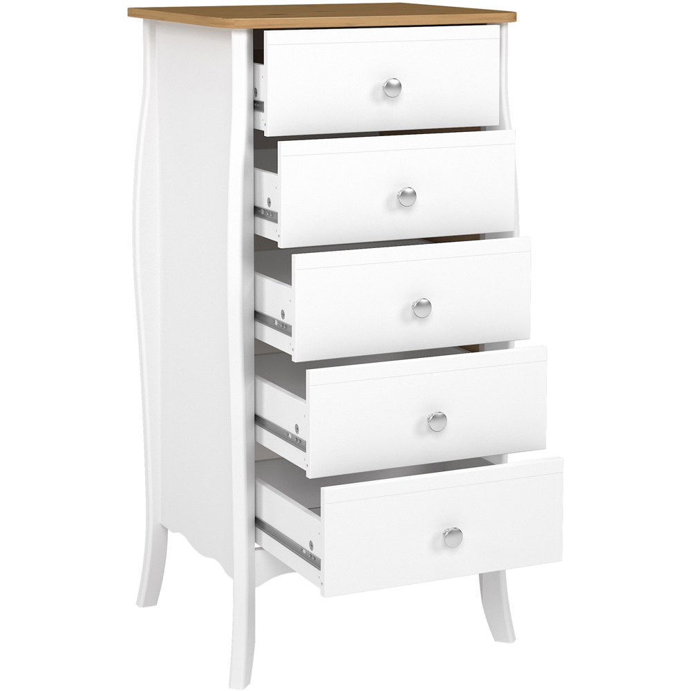 Florence Baroque 5 Drawer Pure White Iced Coffee Lacquer Narrow Chest of Drawers Image 5