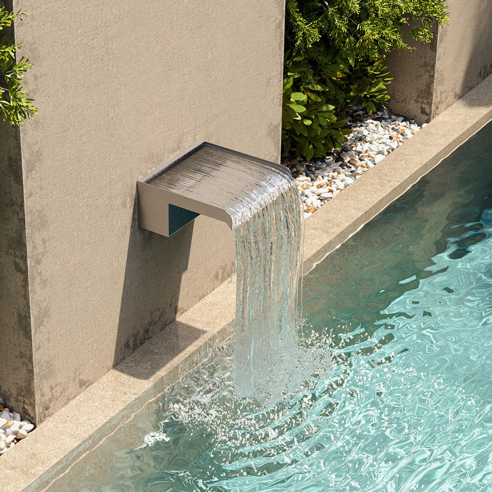 Living and Home Stainless Steel Wall Mounted Outdoor Waterfall Feature 20 x 20cm Image 2