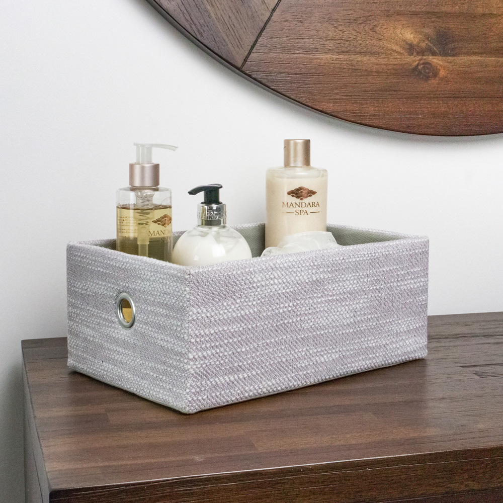 JVL Serena Light Grey Rectangular Storage Basket 3 Pack Image 2