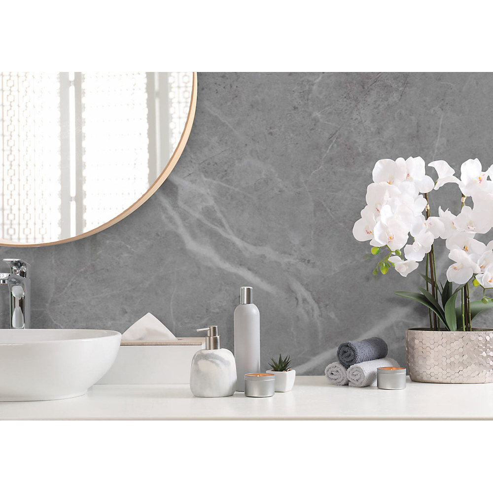 Proclad Aquabord PVC Calcutta Grigio Tongue and Groove Shower Panel with Edge Trim and Adhesive Image 4