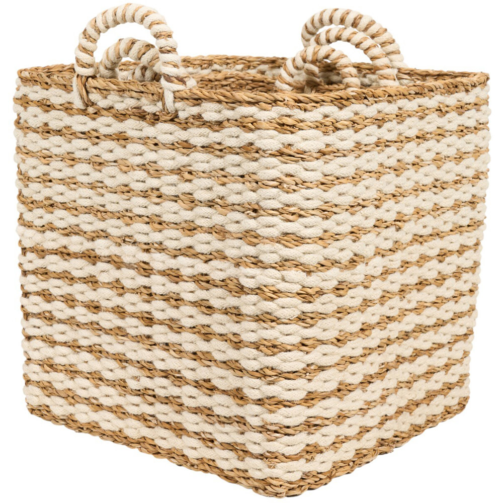 Set of 3 Seagrass and Jute Baskets Natural Image 3