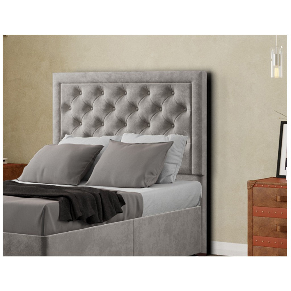 Eleganza Castle Super King Silver Plush Floor Standing Headboard Image 4