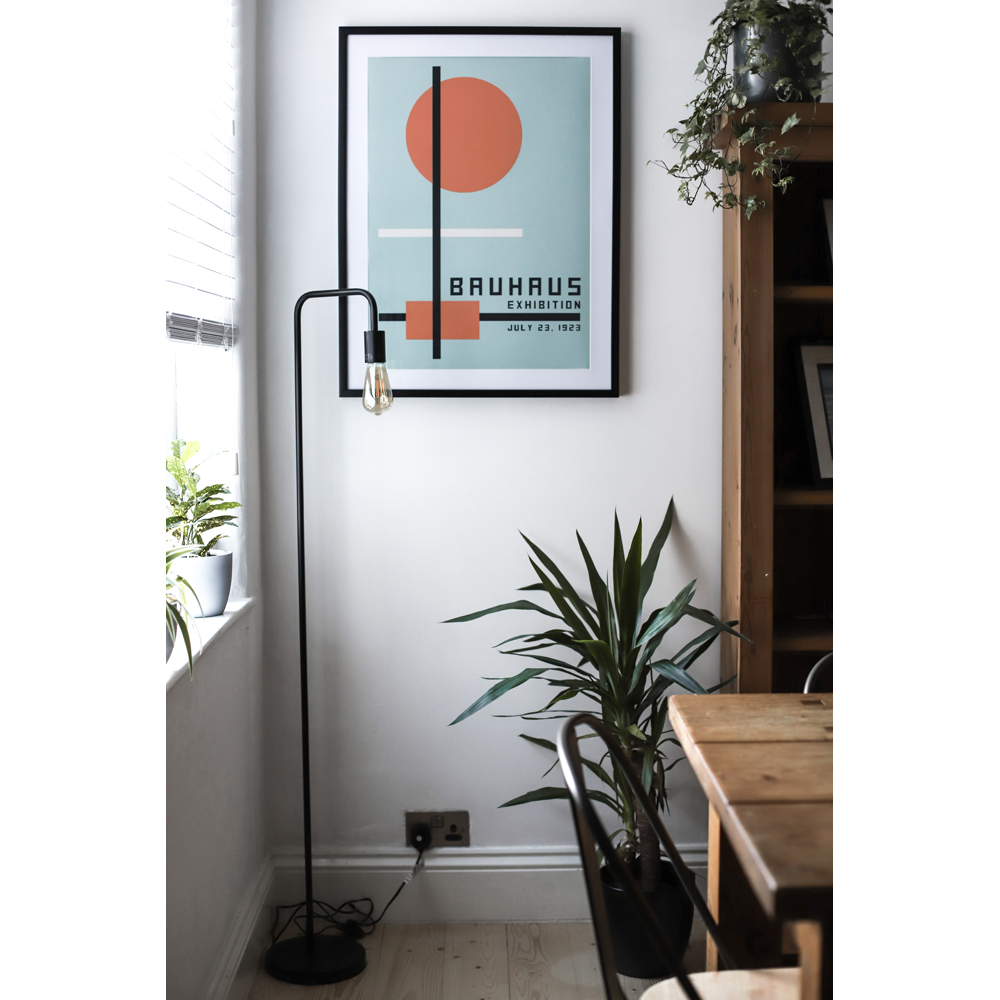 Kliving Caitlin Black Industrial Filament Bulb Floor Lamp Image 3