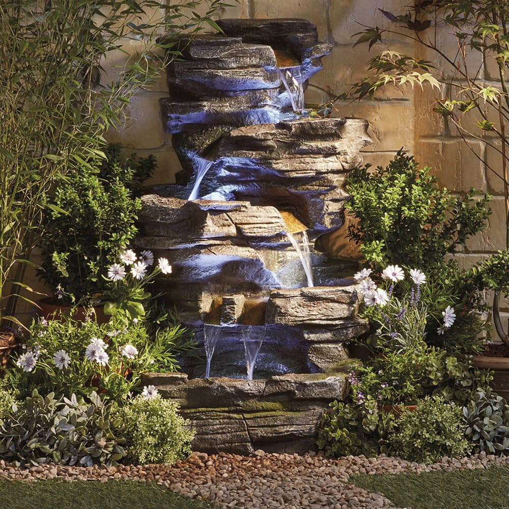 Garden Gear Cascading Rock Pool Water Feature with Light Image 2