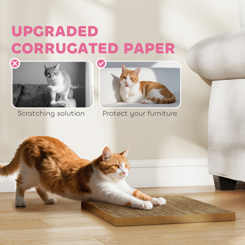 PawHut 2-in-1 Pink Cat Scratching Board House Image 5