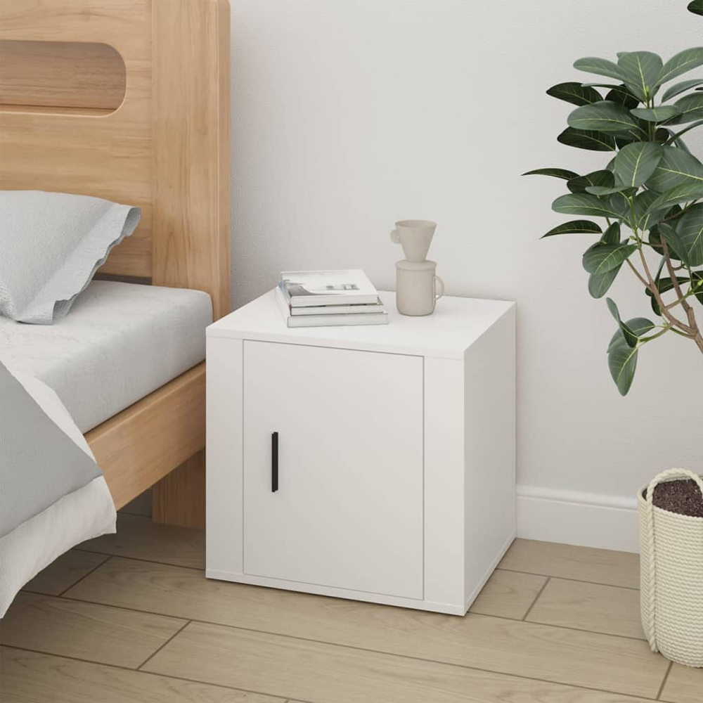 vidaXL Single Drawer White Bedside Table Set of 2 Image 9
