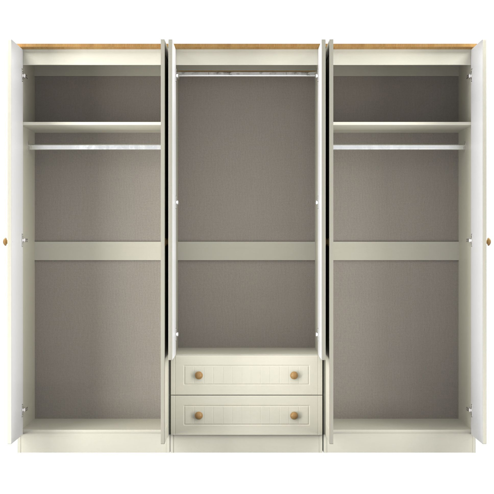 Crowndale Warwick 6 Door 2 Drawer Cream Ash and Modern Oak Wardrobe Ready Assembled Image 6