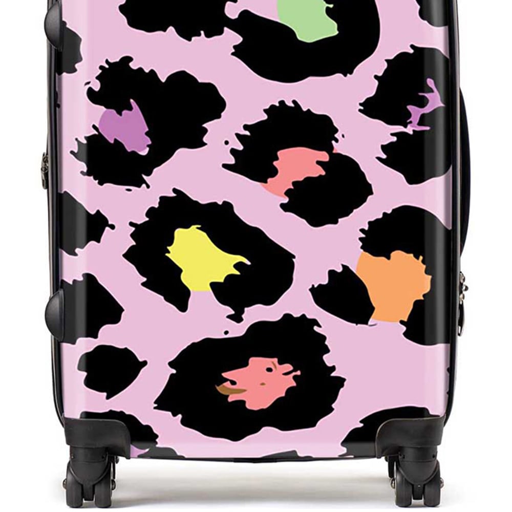 Warren Reed Designer Medium Pink Leopard Print Suitcase Image 2