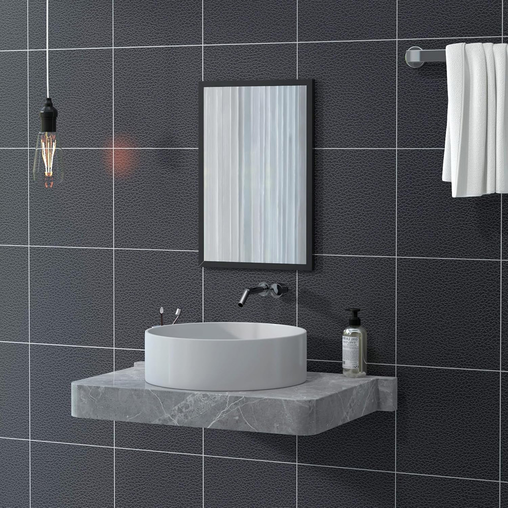Portland Black Bathroom Wall Mirror 60 x 40cm Image 3
