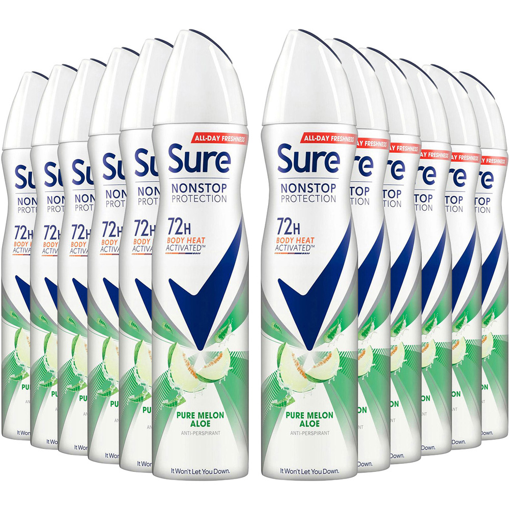 Sure Women Pure Melon Aloe 72H Nonstop Protection Anti-Perspirant Deodorant 250ml 12 Pack Image 1