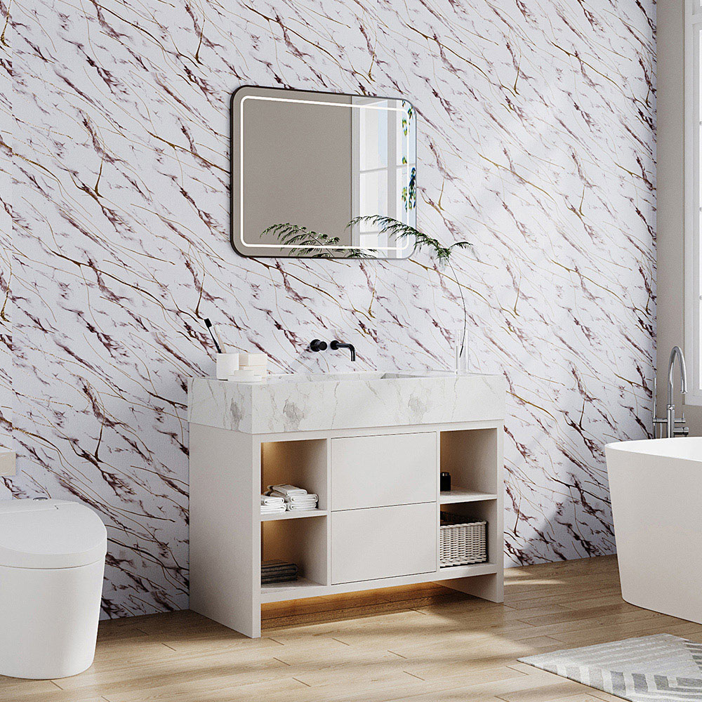 Living and Home Marble Pattern White Base Self-Adhesive Wall Tile Sticker Image 6