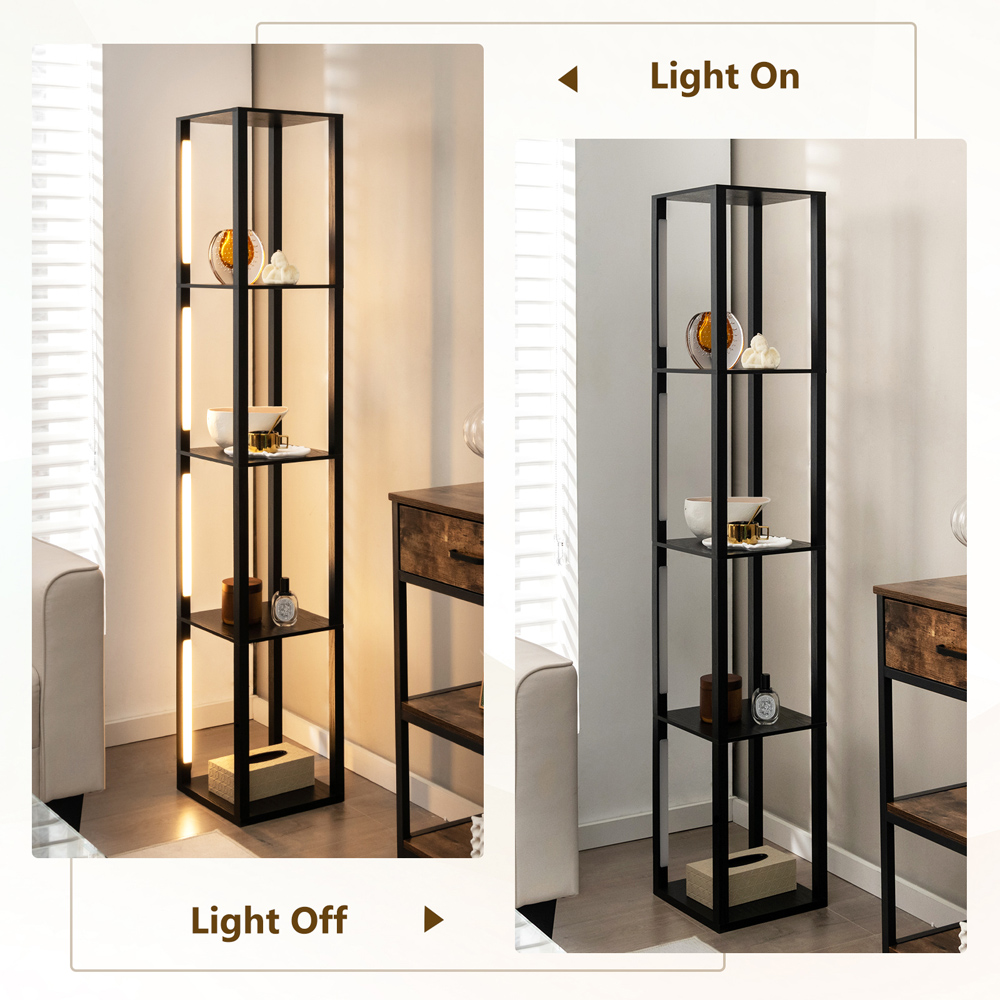 Costway Black 4 Shelf with Dimmable LED Bulb Floor Lamp Image 4