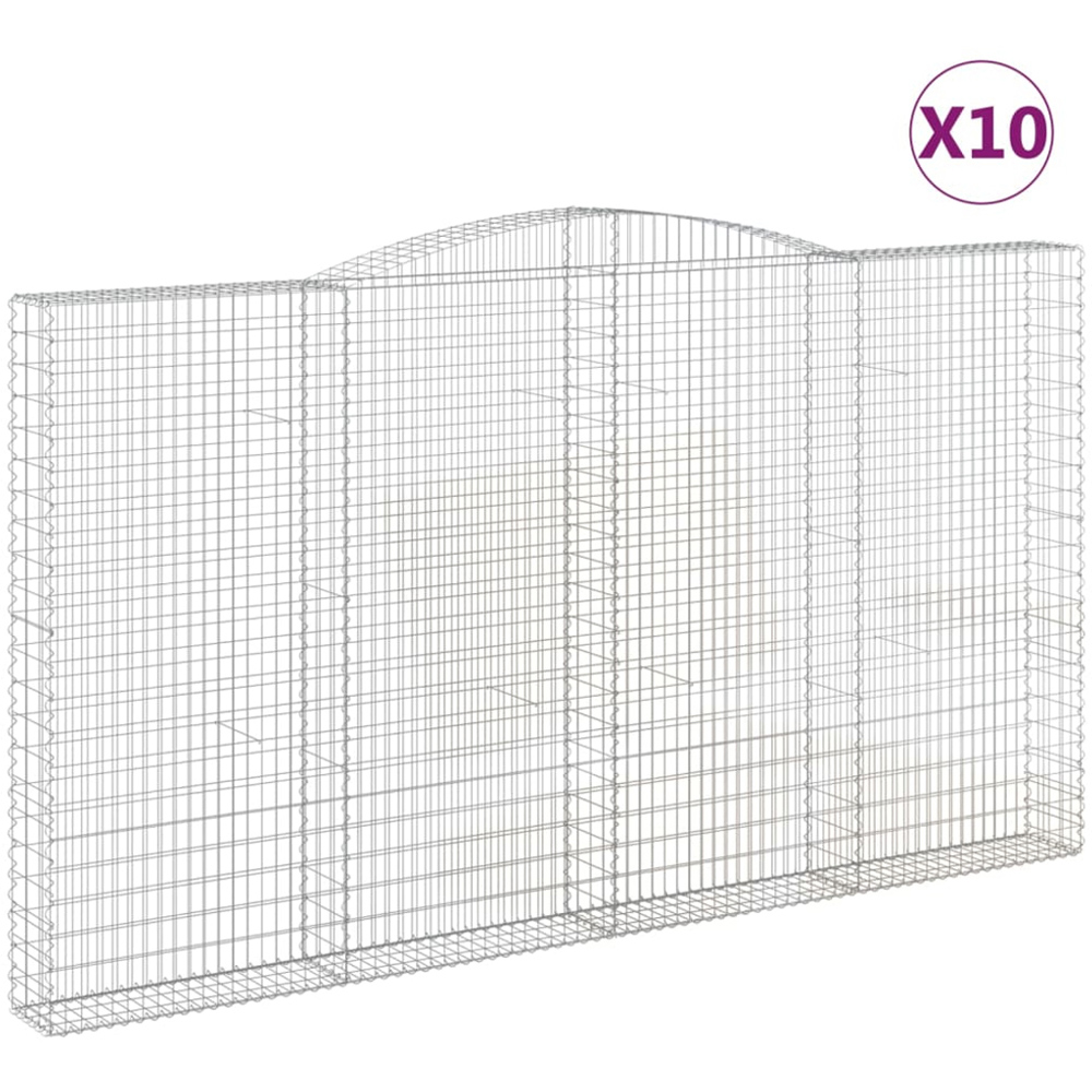 vidaXL Silver Galvanised Iron Arched Gabion Basket 220/240 x 30 x 400cm 10 Pack Image 4
