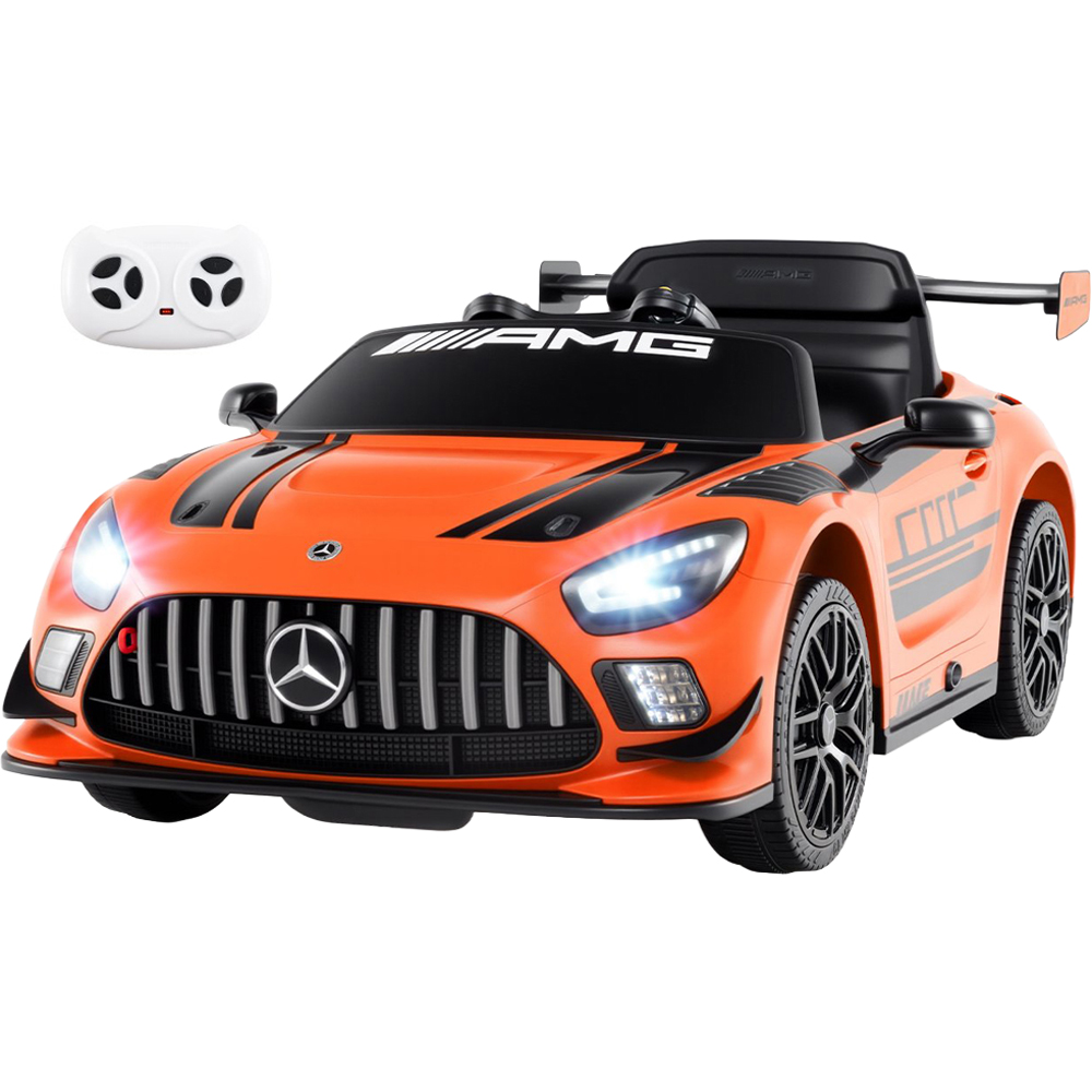 Costway Kids Orange Licensed Mercedes Benz GT3 Ride On Car with Spoiler and Remote Control 12V Image 1