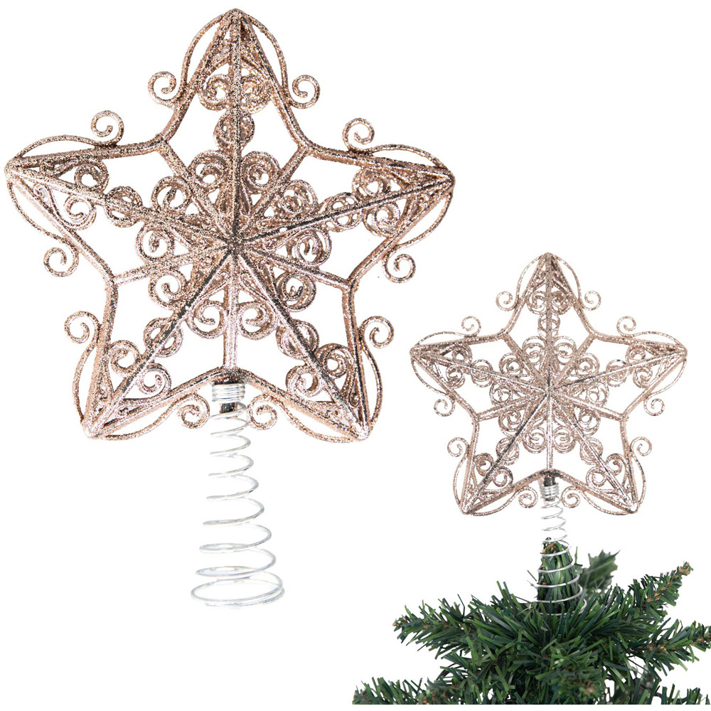 Shatchi Rose Gold Glitter Star Tree Topper Image 3