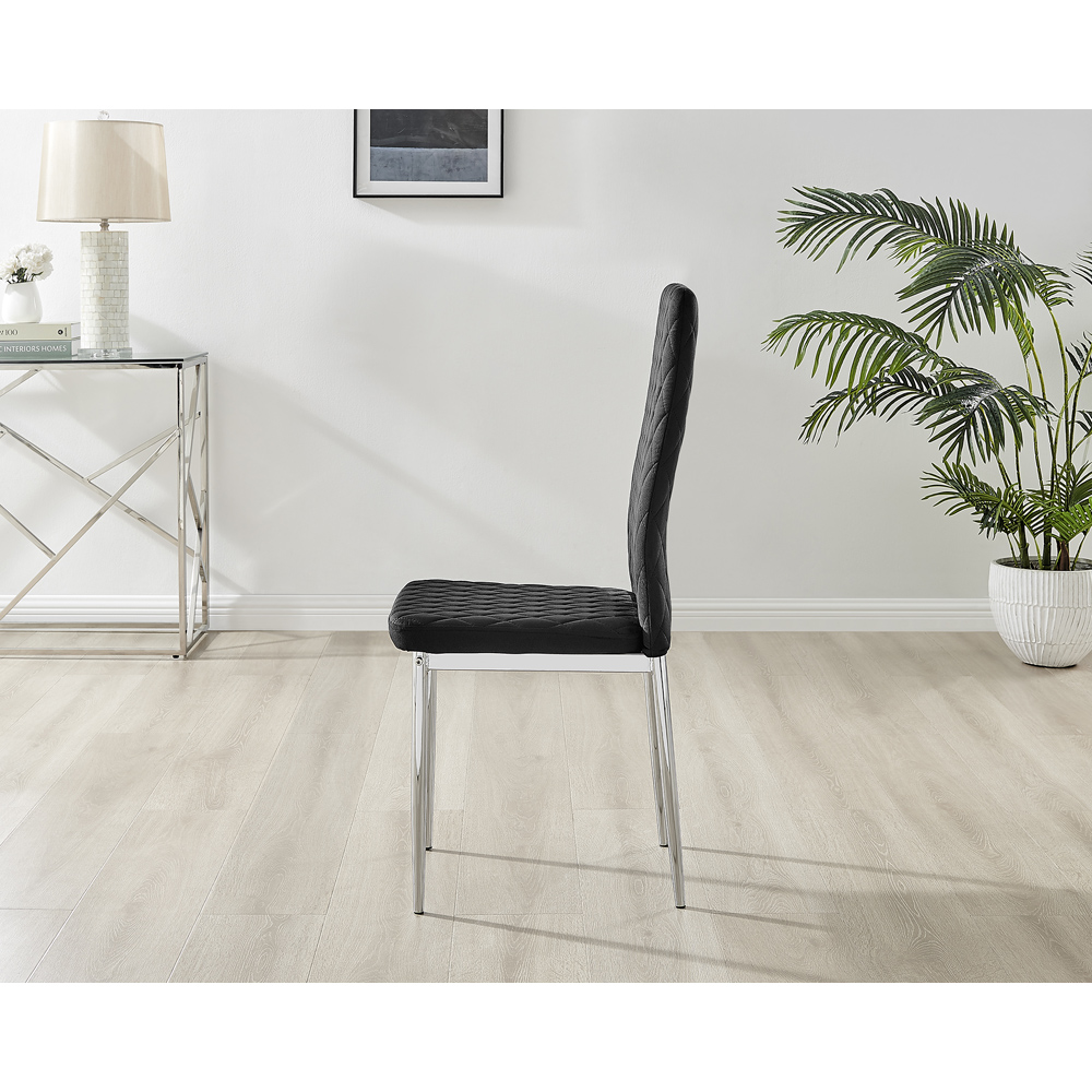 Furniturebox Valera Set of 4 Black and Chrome Velvet Dining Chair Image 4