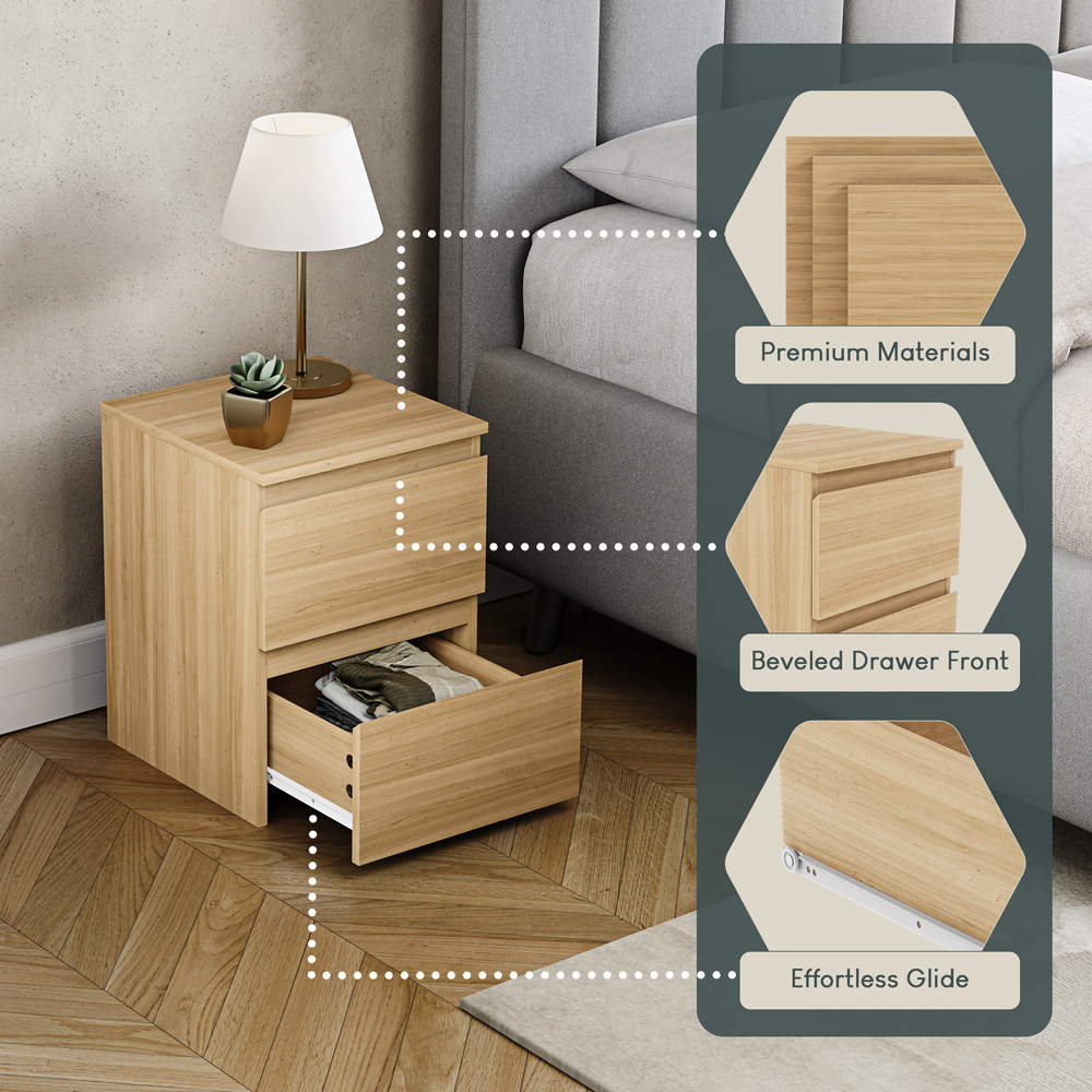 VIDA DESIGNS Denver 2 Drawer Pine Bedside Cabinet Set of 2 Image 6