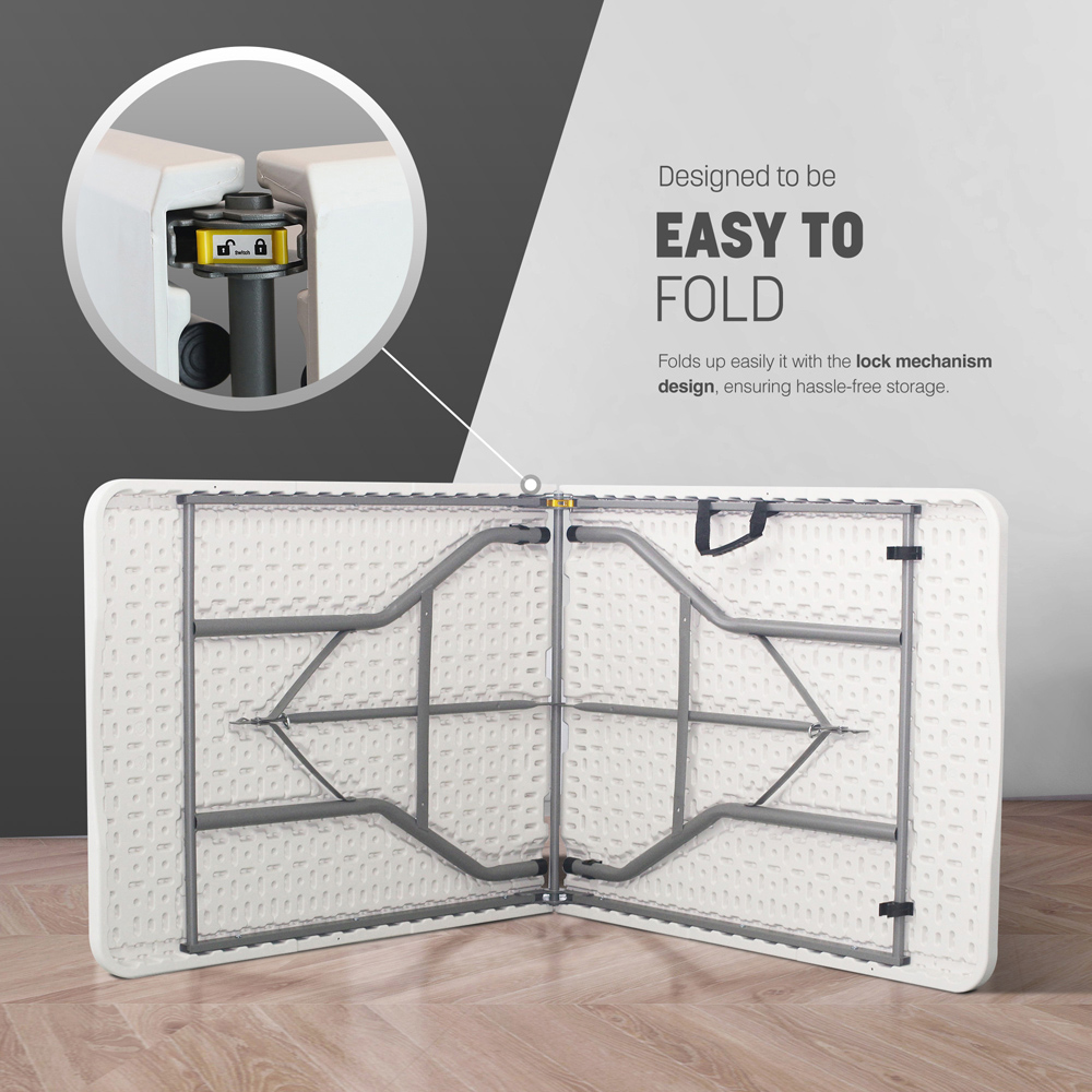 Keplin 180cm White Metal Foldable Picnic Table Image 3