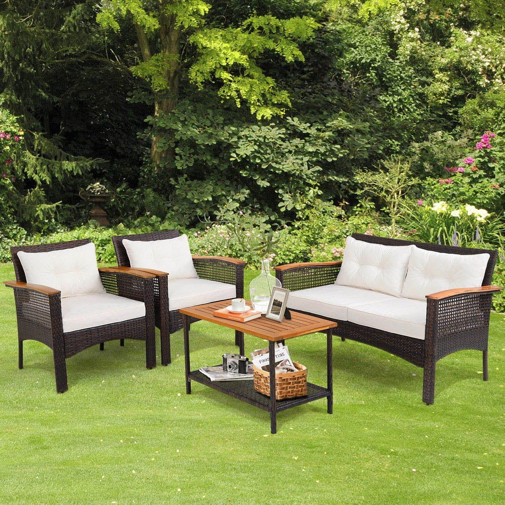 Costway 4 Seater Outdoor Patio Loveseat Furniture Set Image 3