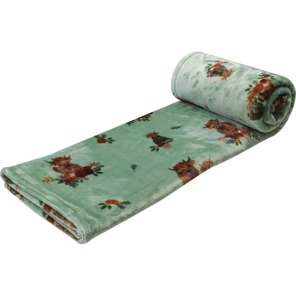 Lola Highland Cow Electric Heated Throw Green Image 1