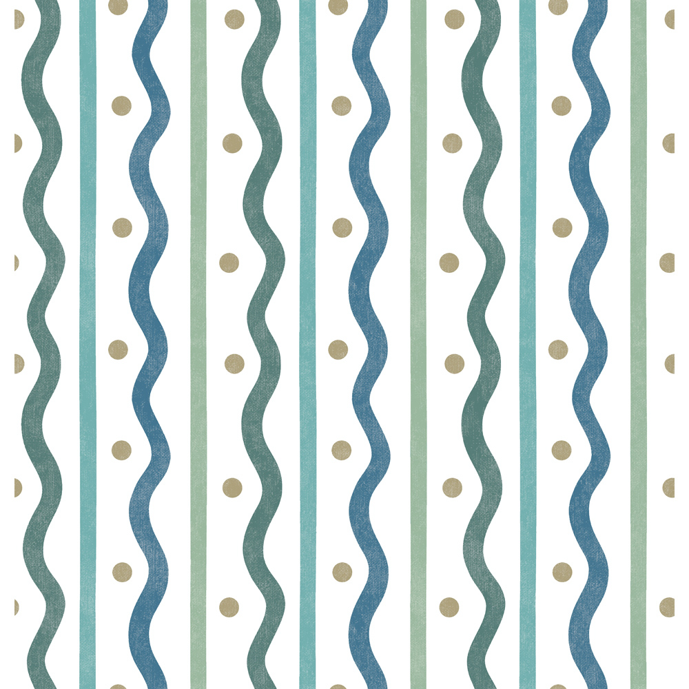 Arthouse Squiggle Stripe Blue Green Wallpaper Image 1