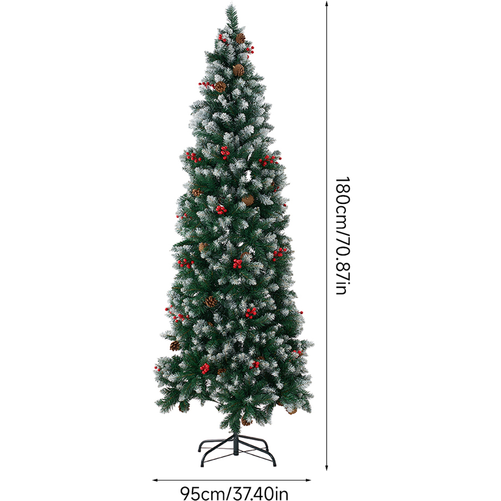 Living and Home Pine Cones and Red Berries Snow Flocked Artificial Christmas Tree 5.9ft Image 8