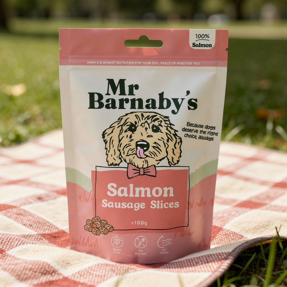 Mr Barnaby's Salmon Sausage Slices Dog Treats 100g 2 Pack Image 3