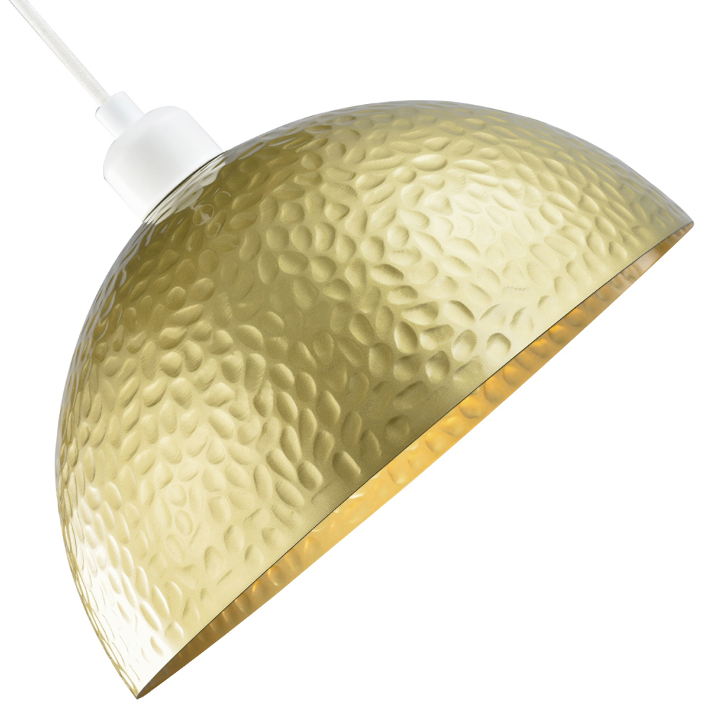 Happy Homewares Satin Gold Metal Hammered Domed Shape Pendant Shade Image 7