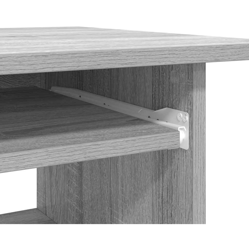 vidaXL 3 Shelf Computer Desk with Keyboard Tray Grey Sonoma Image 6