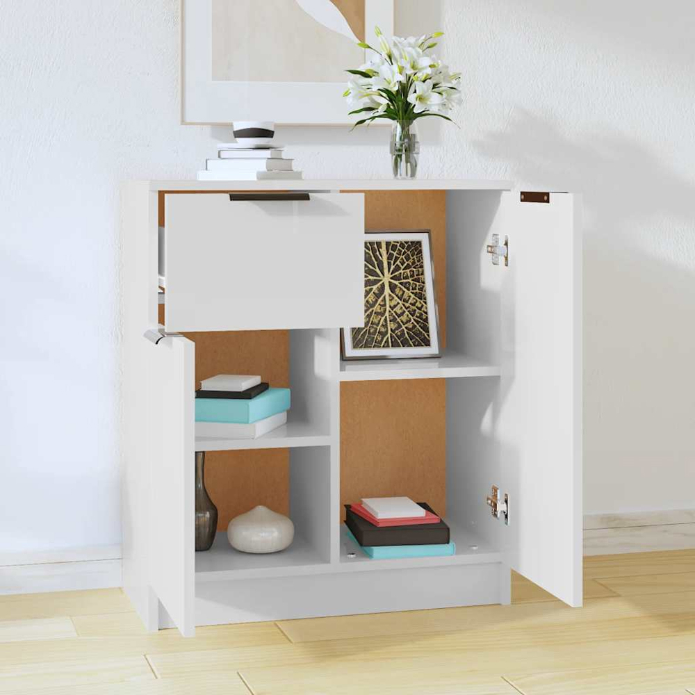vidaXL 2 Door Single Drawer White Sideboard Image 3
