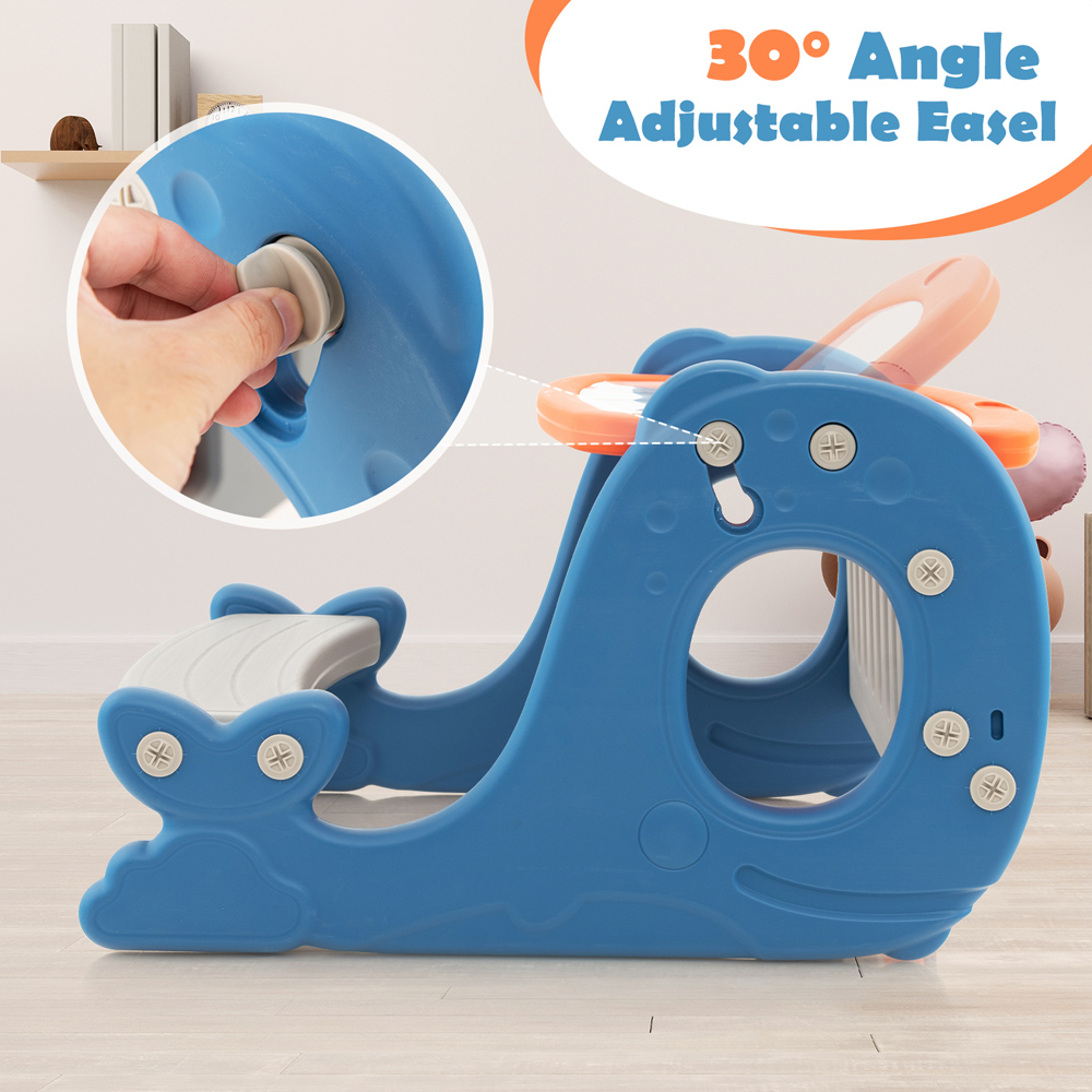 Costway Kids Blue Multi Functional Convertible Activity Table Set Image 4