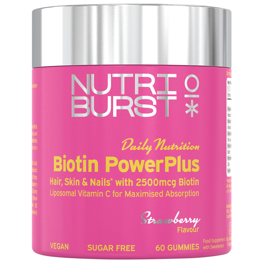 Nutriburst Biotin PowerPlus Strawberry Gummies 60 Pack Image