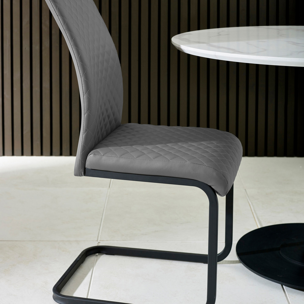 Julian Bowen Xavier Set of 4 Grey Faux Leather Upholstered Cantilever Dining Chairs Image 7