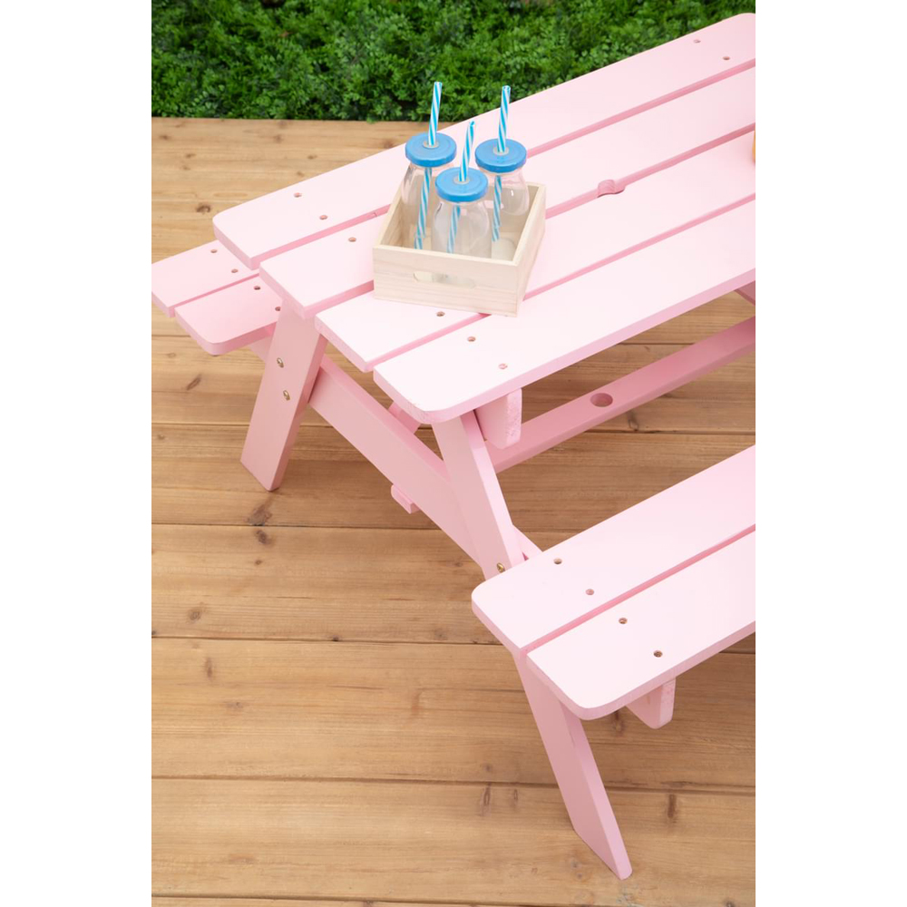 Premier Housewares Kids Brighton Wood Pink Picnic Bench Image 7