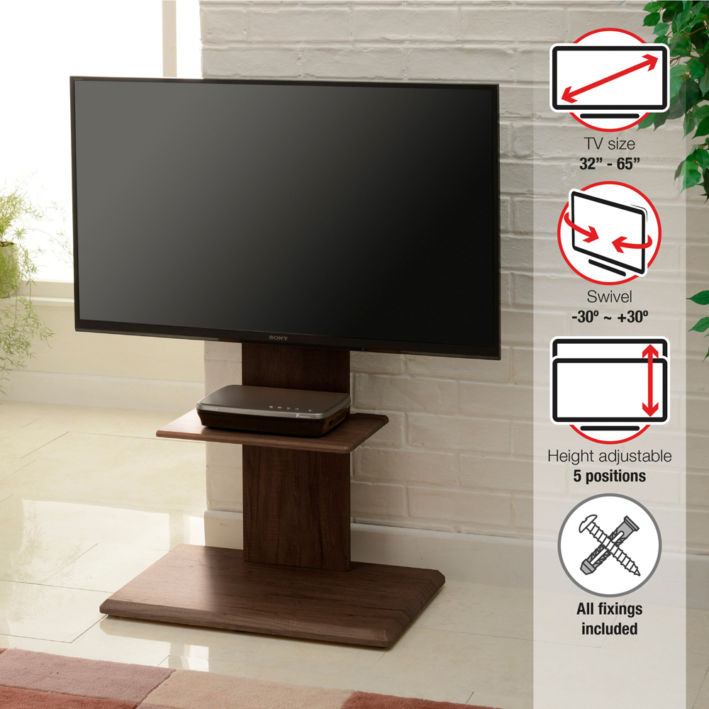 TTAP Walnut Single Shelf Floor Pedestal TV Stand Image 6