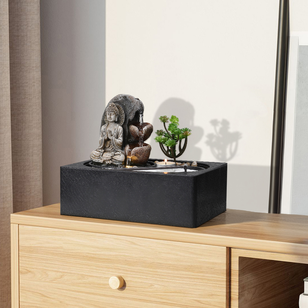 Living and Home LED Buddha Zen Tabletop Fountain Image 7