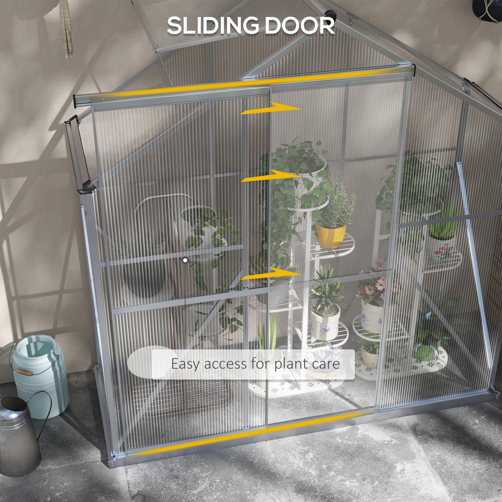 Outsunny 6 x 2.5ft Silver Aluminium Polycarbonate Greenhouse Image 5