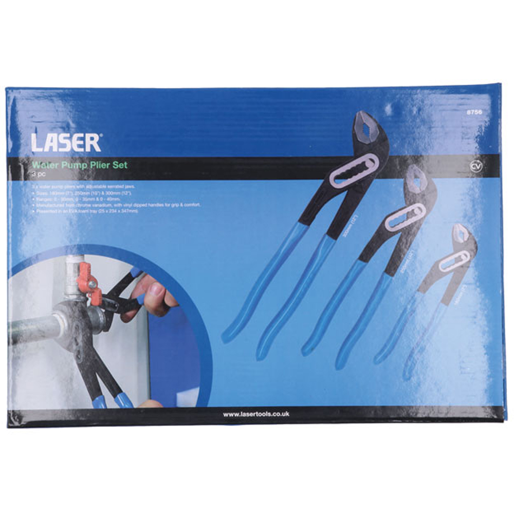 Laser 3 Piece Adjustable Water Pump Plier Set Image 6