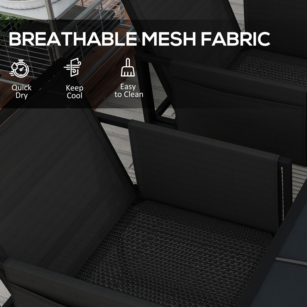 Outsunny 4 Seater Black Garden Dining Set Image 6