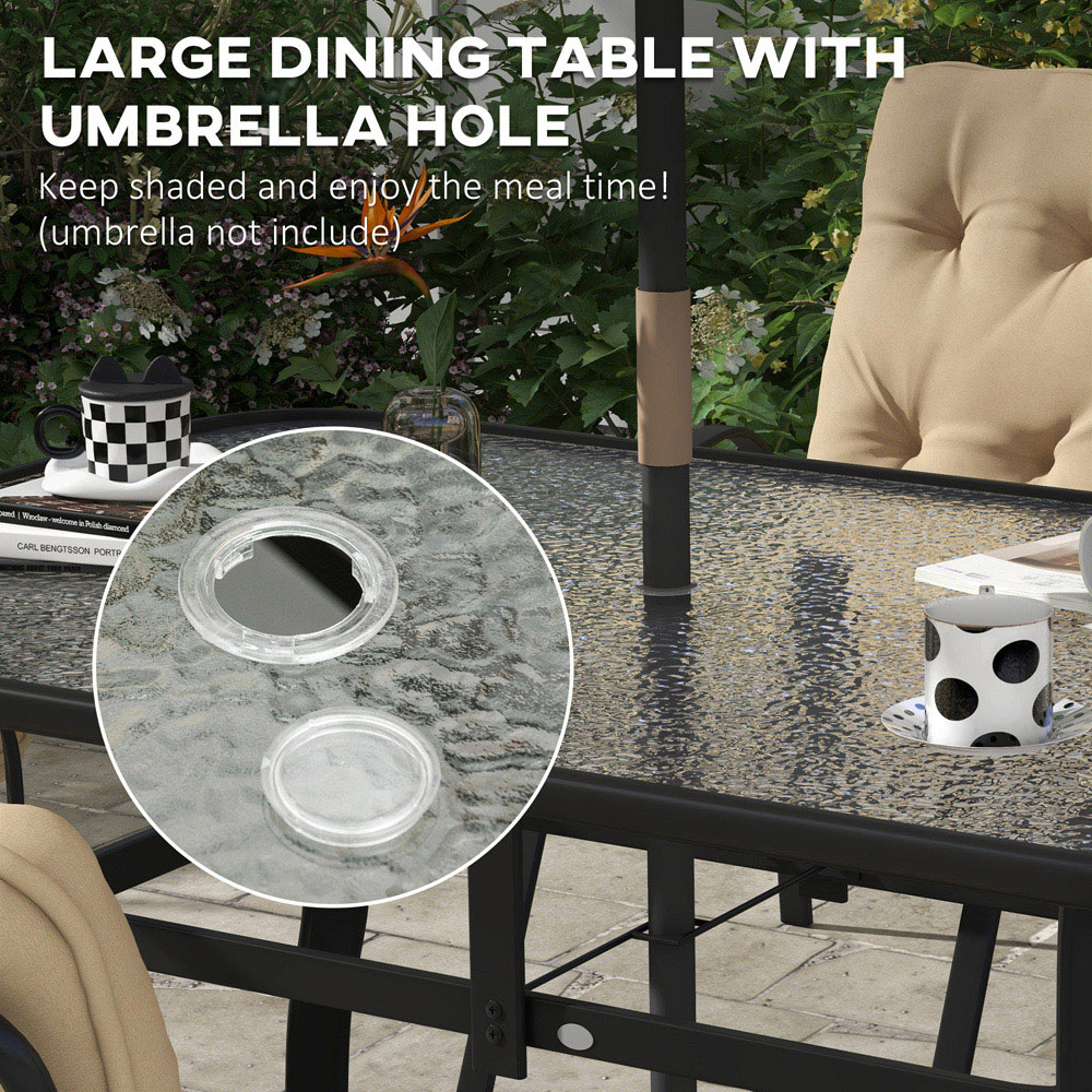 Outsunny 6 Seater Beige Garden Dining Set Image 4