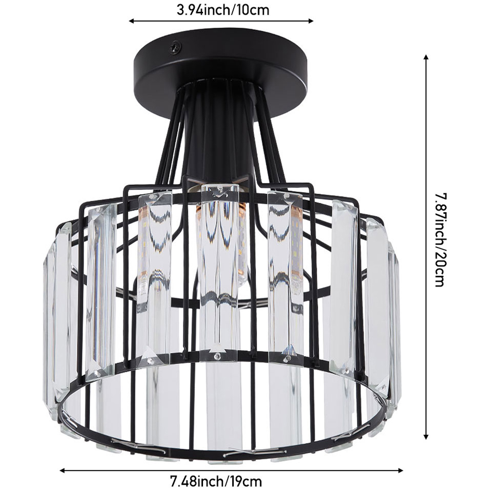 Living and Home E27 Screw Black Crystal Ceiling Light Image 8