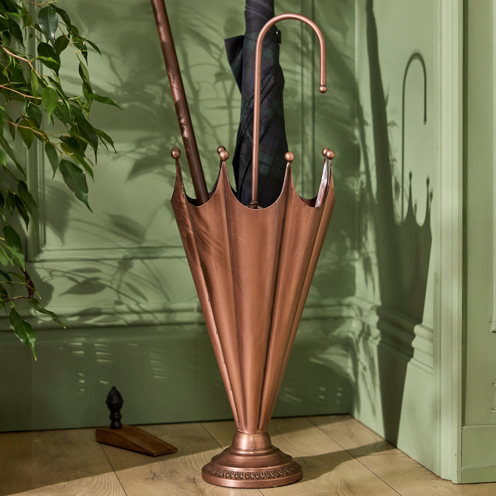Dibor Brushed Copper Umbrella Stand Image 2