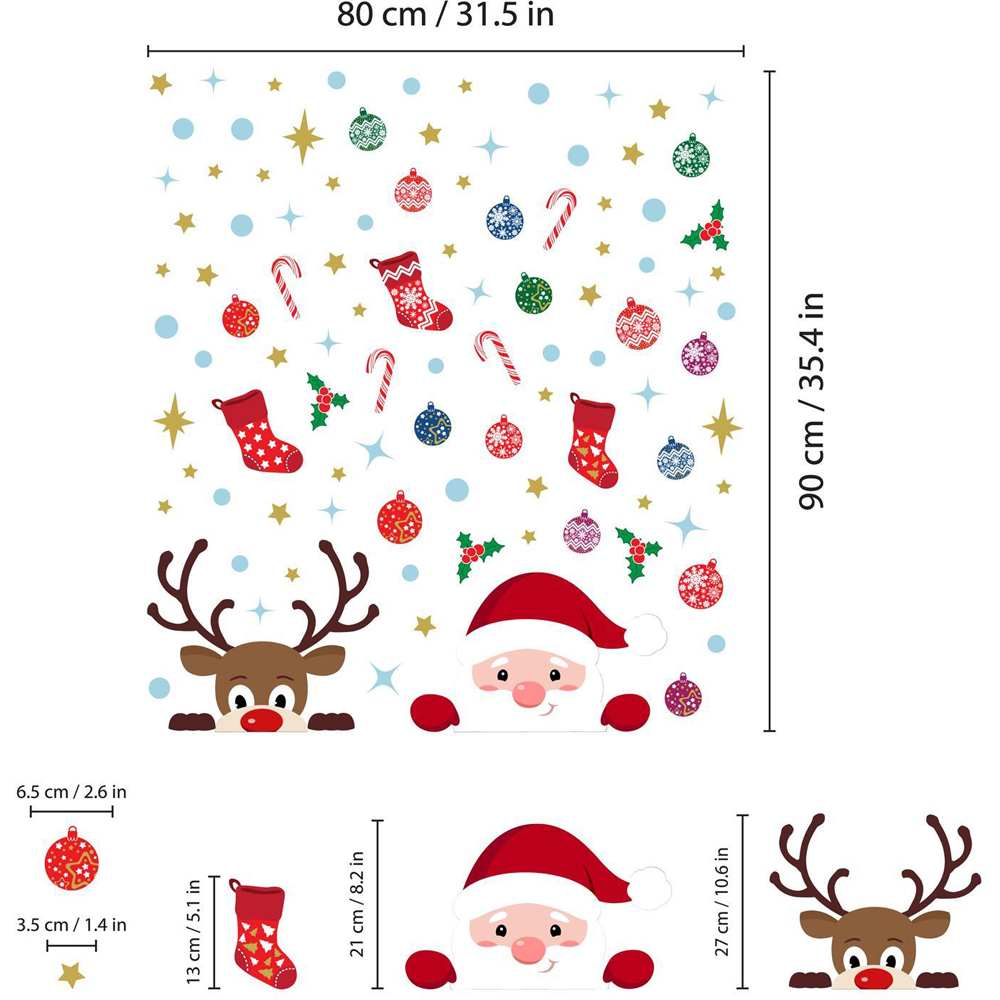 Walplus Christmas with Rudolph and Santa Double-Sided Window Stickers 92 Piece Image 6
