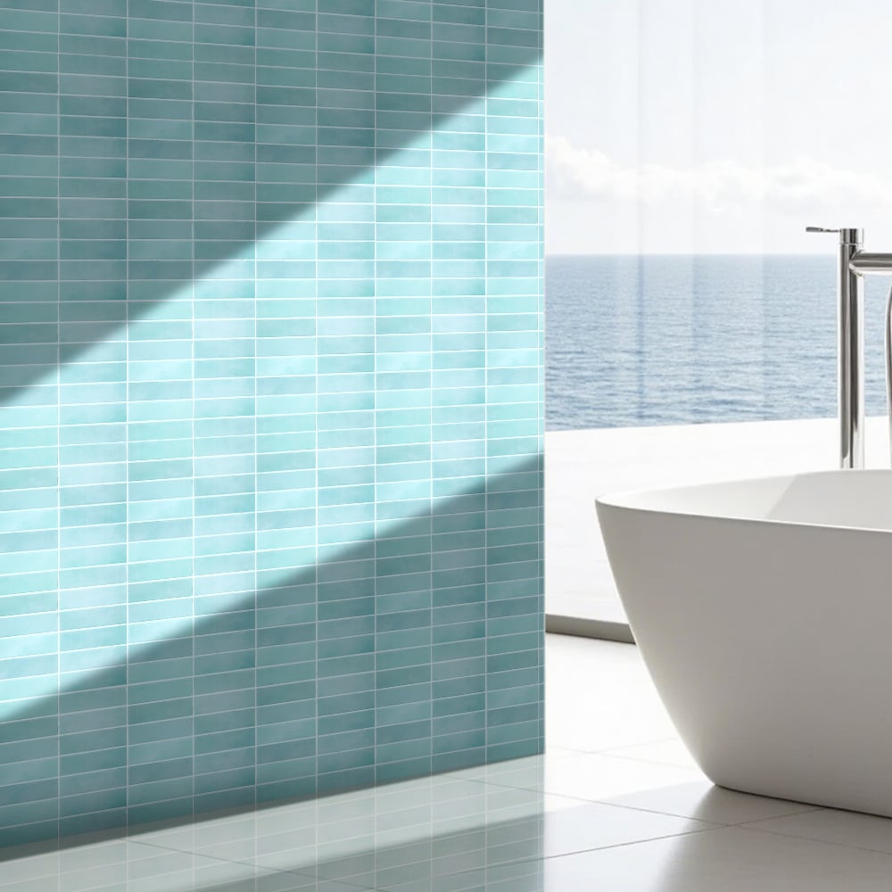 Living and Home Light Cyan Rectangle Self Adhesive Wall Sticker 10 Pack Image 1