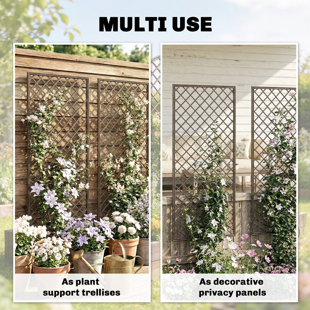 Outsunny 4 x 1ft Natural Wicker Garden Arch Trellis with Flat Top Set of 3 Image 5