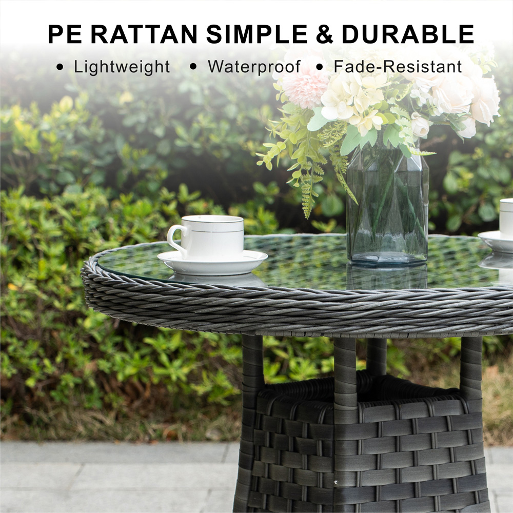 Direct Wicker 2 Seater Grey Rattan Glass Top Bistro Set Image 6