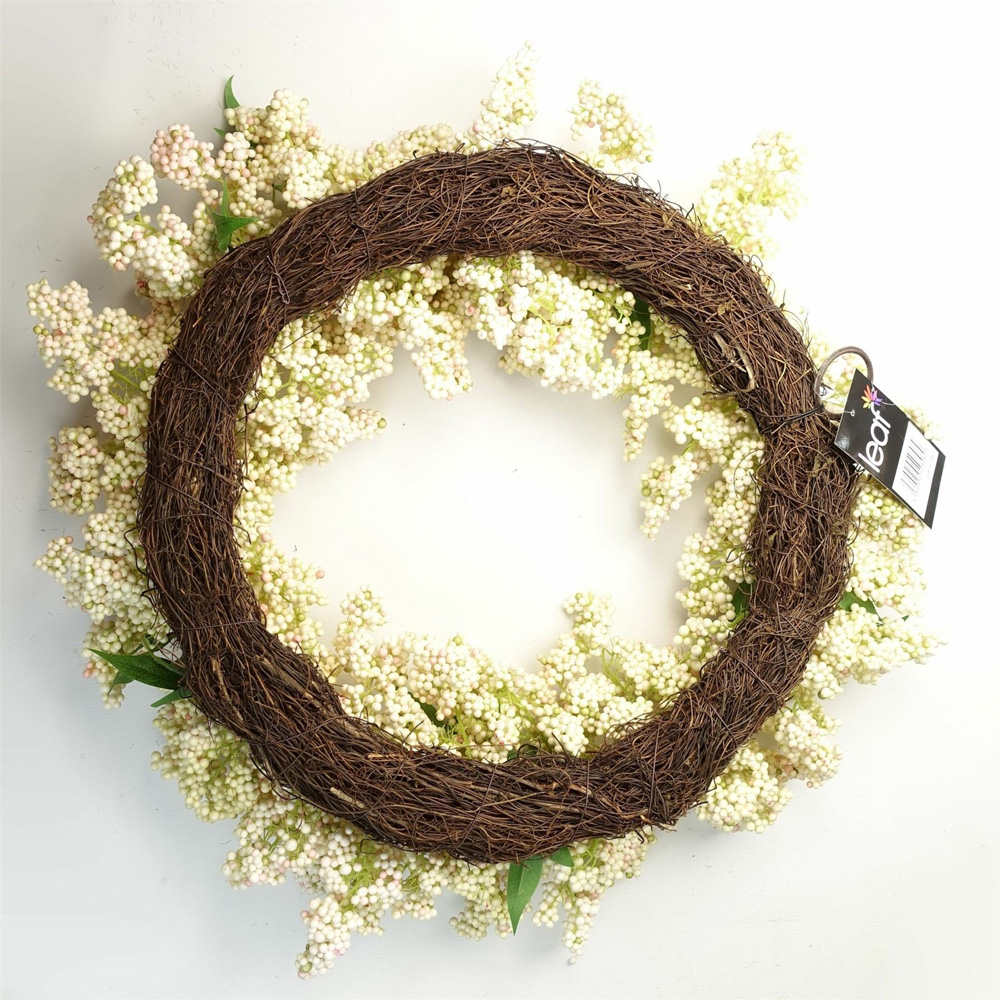 Leaf White Berries Artificial Wreath 55cm Image 2