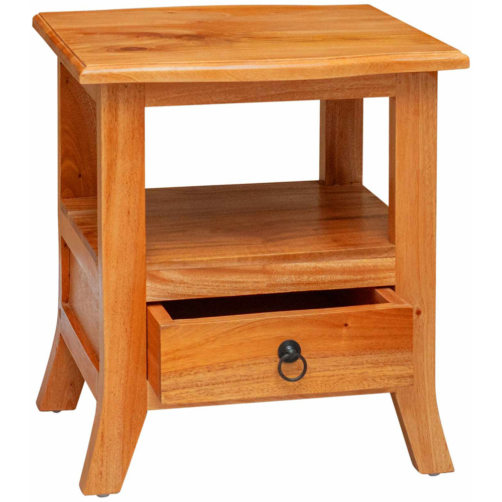 vidaXL Single Drawer Single Shelf Natural Rustic Solid Mahogany Wood Bedside Table Image 4